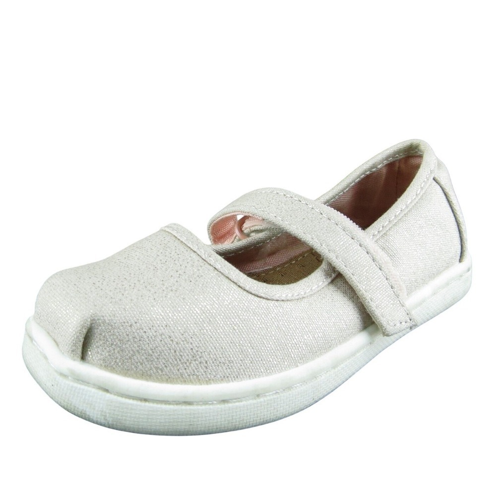 TOMS Girls Mary Jane Shoes Pink Fabric Hook & Loop Size T 7 Medium